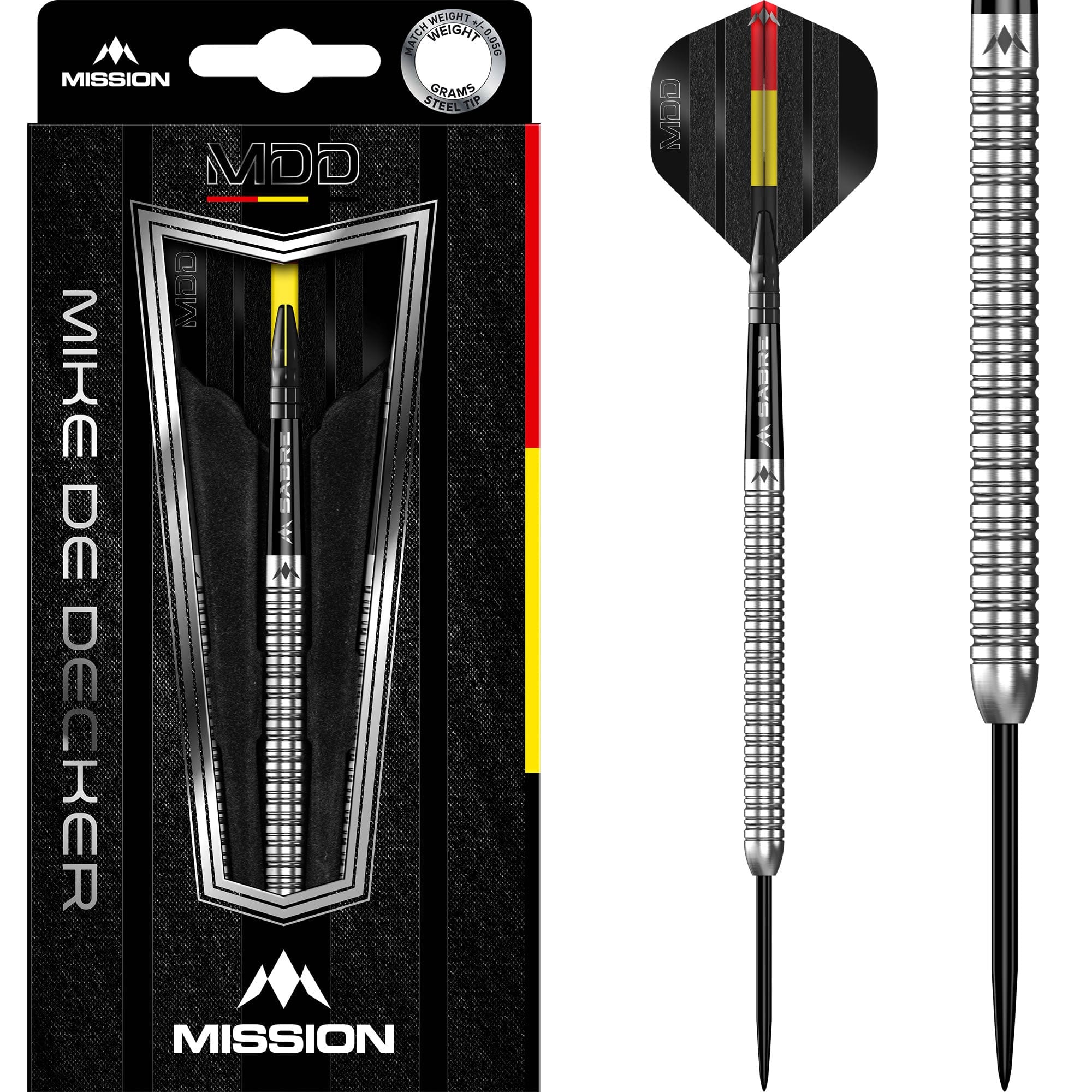 Mission Mike De Decker Darts - Steel Tip - 95% Tungsten - Silver - 22g