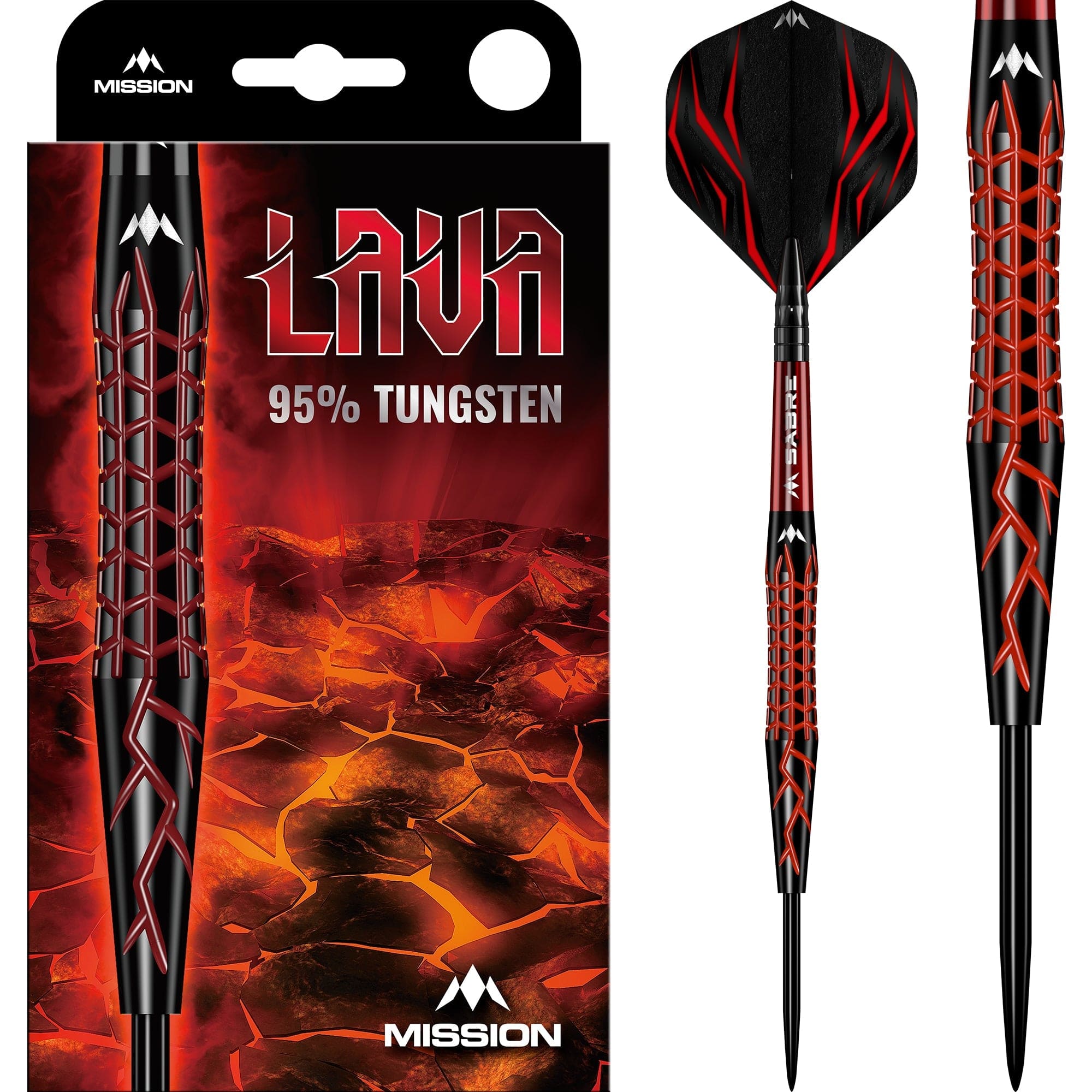Mission Lava Darts - Steel Tip - 95% Tungsten - Black & Red Electro - 22g