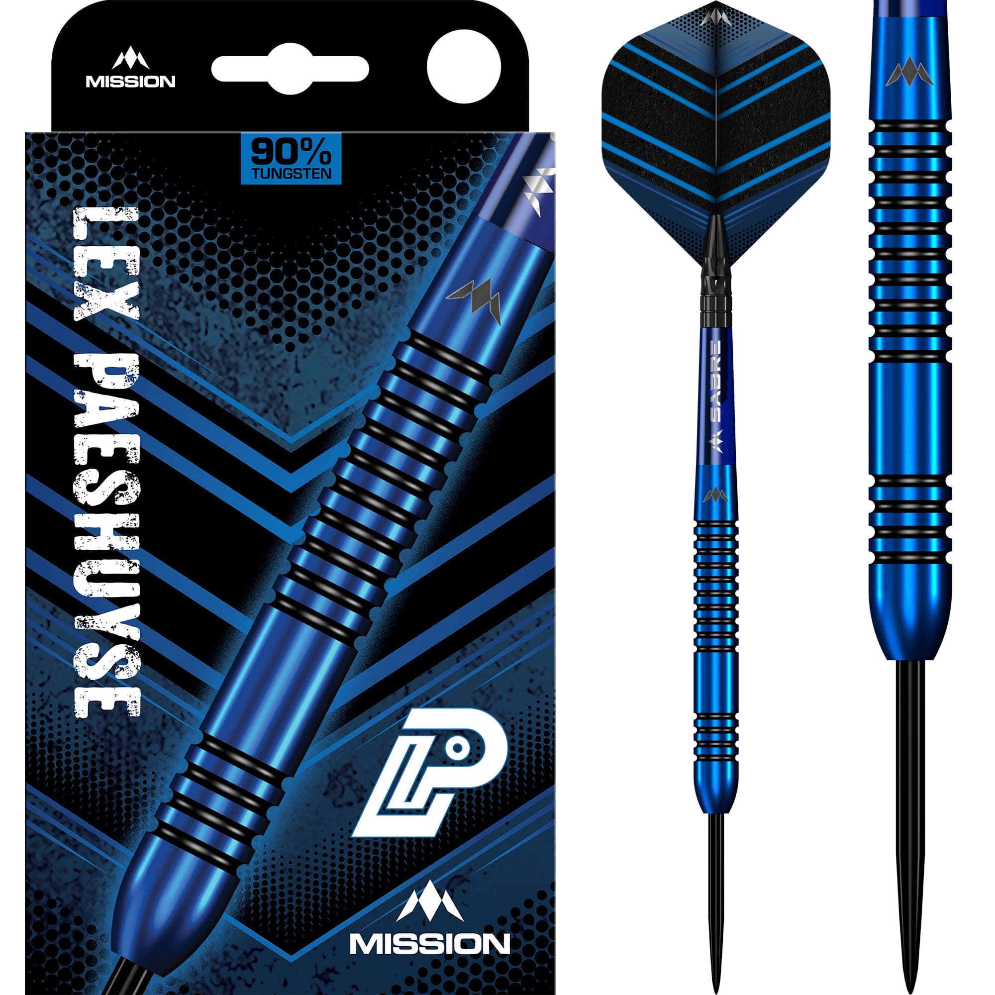Mission Lex Paeshuyse Darts - Steel Tip - 90% Tungsten - Blue & Black - 22g