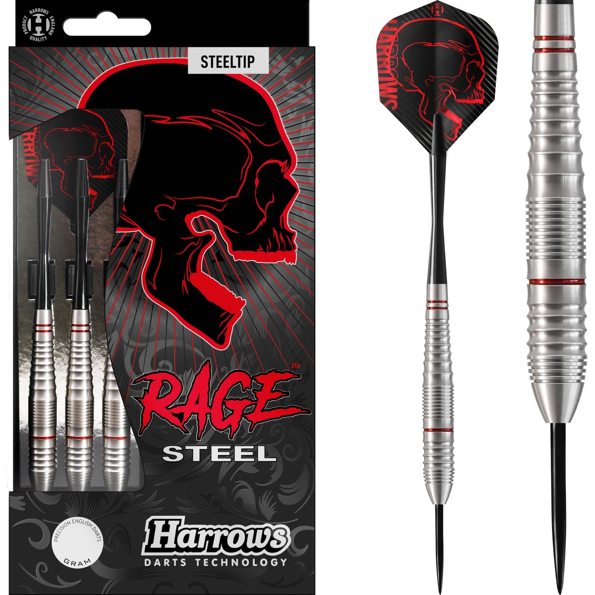 Harrows Rage Darts - Steel Tip - Stainless - 23g